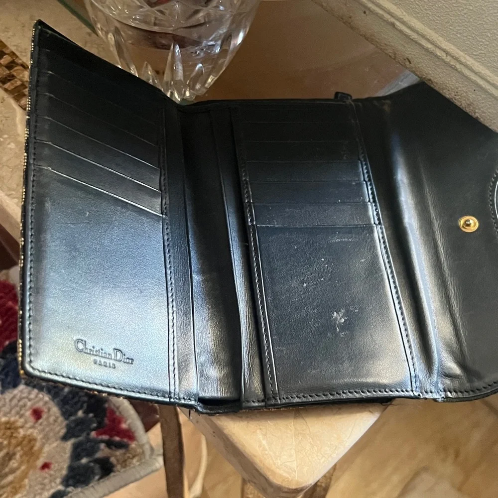 Dior trotter saddle style denim look Rehab Clutch wallet with original charm